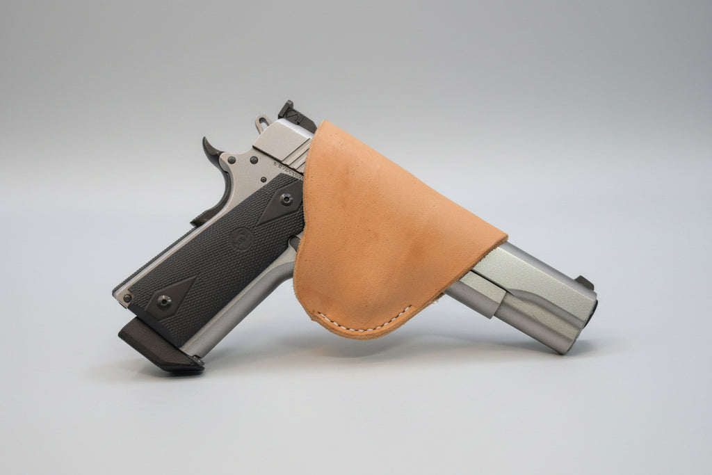 Hand-Stitched Minimalist OWB 1911 Leather Holster – Ultra-Slim Everyday Carry