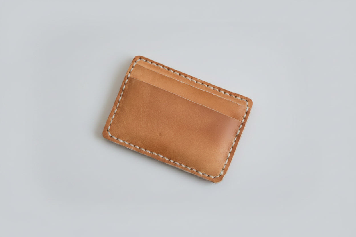 Hand-Stitched Leather Card Holder | Minimalist Handmade Slim Wallet