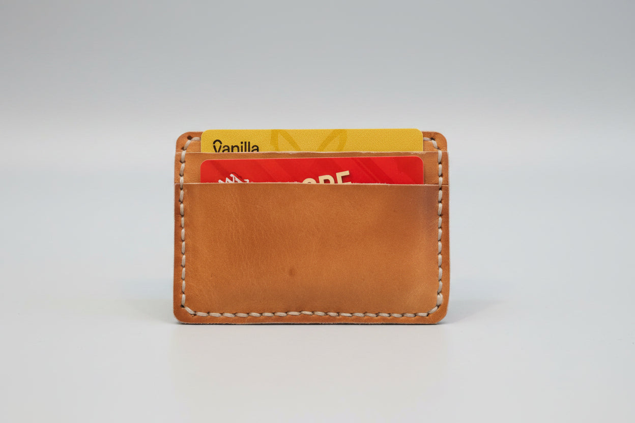Hand-Stitched Leather Card Holder | Minimalist Handmade Slim Wallet